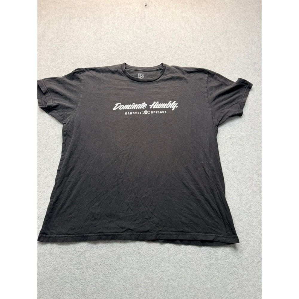 Barbell Brigade Mens Dominate Humbly Graphic T-Shirt Black XXL Fitness Gym Tee